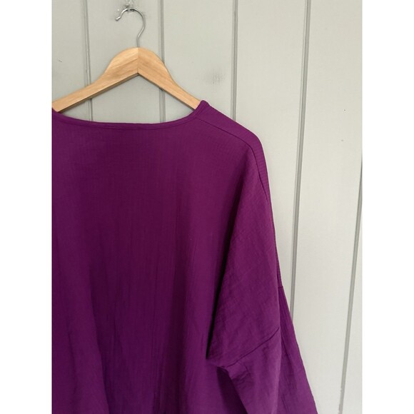 April Meets October Open Front Wrap Cardigan One Size Purple Gauze Minimalist - Picture 8 of 9
